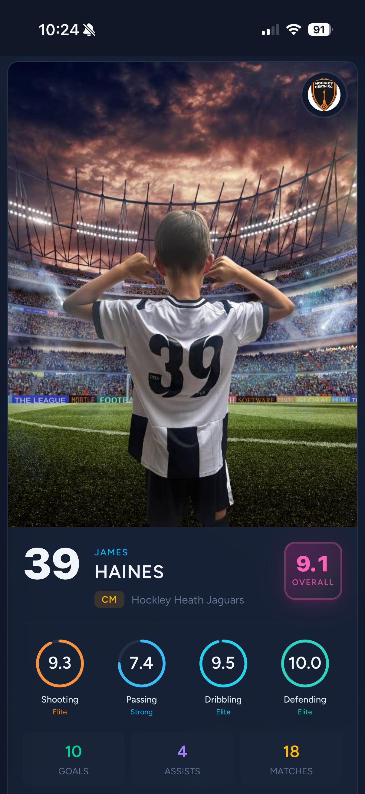 KickStats player dashboard preview